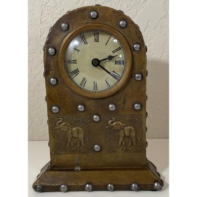 Brass Clock Elephant Made In India Tested Works AAA Battery
