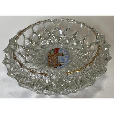 Vintage Kaiserslautern Germany Solid Cut Glass Ashtray Rhineland-Palatinate