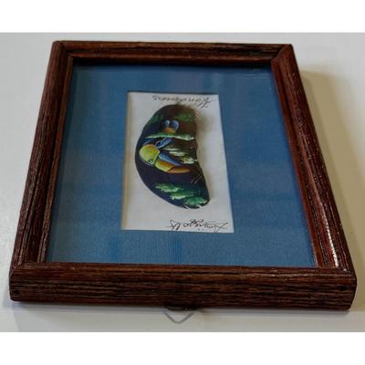 Framed Hand Painted Bird Feather Honduras 2008 Central America Toucan Signed