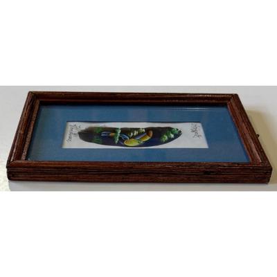 Framed Hand Painted Bird Feather Honduras 2008 Central America Toucan Signed