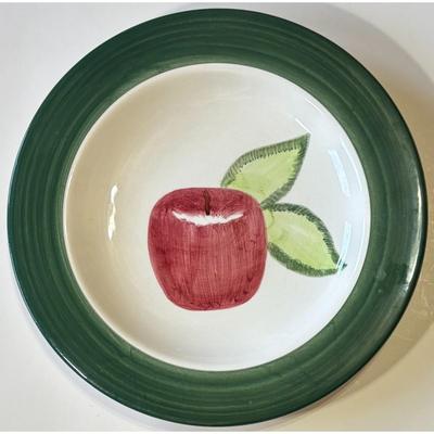 4 Vintage Laurie Gates Palisades 2001 Salad Plates Apple Red Green Round - B