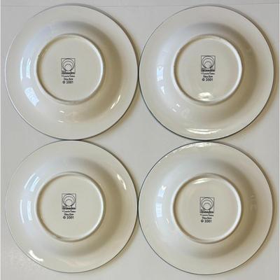 4 Vintage Laurie Gates Palisades 2001 Salad Plates Apple Red Green Round - B
