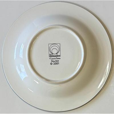 4 Vintage Laurie Gates Palisades 2001 Salad Plates Apple Red Green Round - B