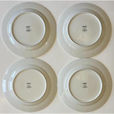 4 American Atelier West Indies 5171 Stoneware Dinner Plates Trees Leaves