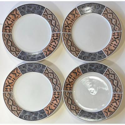 4 Vintage Fossil 8833 Dinner Plates Sue Zipkin Round - A