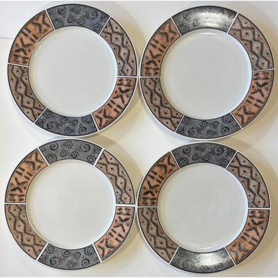 4 Vintage Fossil 8833 Dinner Plates Sue Zipkin Round - C