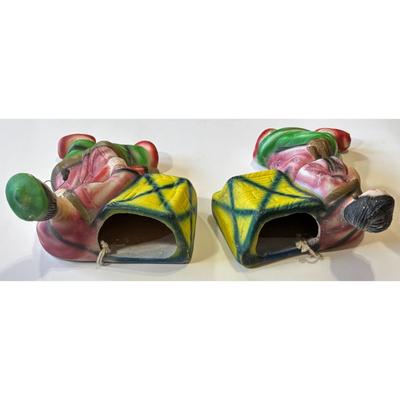 2 Vintage Japanese Ceramic Wall Vases Man Woman Orient Asia Asian Flowers Floral