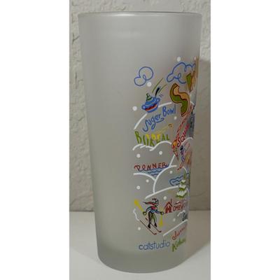 Ski Tahoe Frosted Glass Catstudio 2008 California Nevada Truckee Souvenir Travel