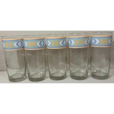 5 Vintage Aztec Pattern Drinking Glass Cocktail Water Southwest