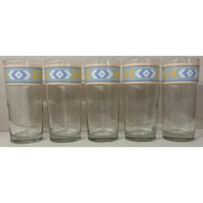 5 Vintage Aztec Pattern Drinking Glass Cocktail Water Southwest