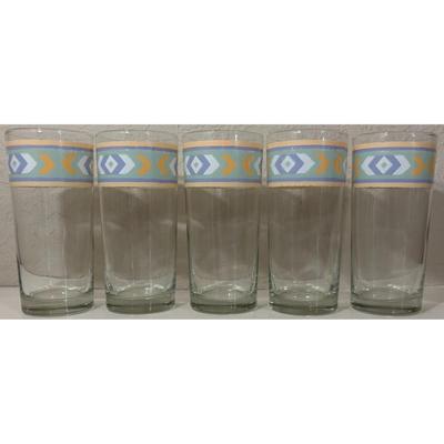 5 Vintage Aztec Pattern Drinking Glass Cocktail Water Southwest