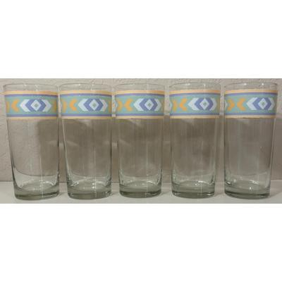 5 Vintage Aztec Pattern Drinking Glass Cocktail Water Southwest