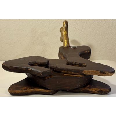 Handmade Wood Rudolph the Red Nosed Reindeer Christmas Decoration Holidays Santa