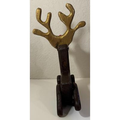 Handmade Wood Rudolph the Red Nosed Reindeer Christmas Decoration Holidays Santa