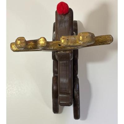 Handmade Wood Rudolph the Red Nosed Reindeer Christmas Decoration Holidays Santa