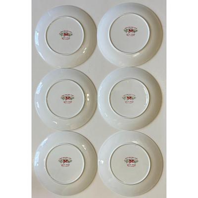 6 Vintage Tudor Rose Bone China Festive Season Salad Plates England Christmas