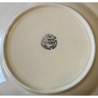 2 Vintage Vernonware Arcadia Under Glaze Hand Painted Dinner Plates California