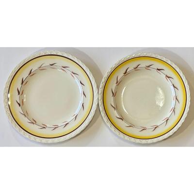 2 Vintage Vernonware Arcadia Under Glaze Hand Painted Dinner Plates California