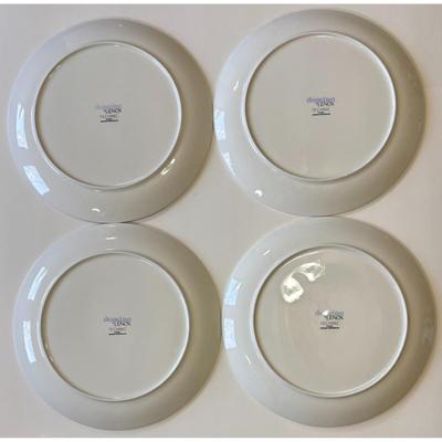 4 Vintage Lenox Domino Technic Dinner Plates Pink Blue Microwave Dishwasher Safe