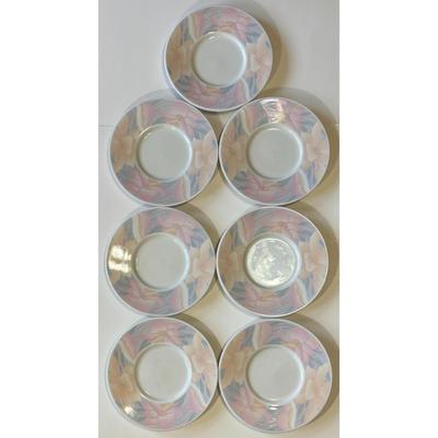 7 Vintage Sara China Pearl 9030 Saucers 1990 Floral Flowers