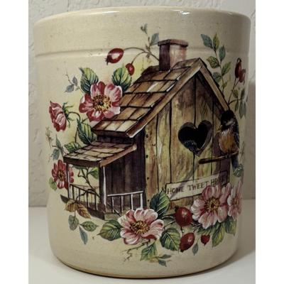 Vintage Shakers & Thangs Pottery Home Tweet Home Canister Birdhouse Floral Texas