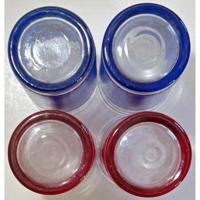 4 Vintage Patriotic Golden Eagle Collins Glasses Red Blue Americana USA