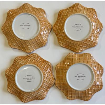 4 Williams Sonoma Waffle Cone Salad Plates Green Pink Blue Yellow Ice Cream