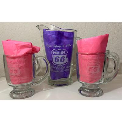 Vintage 1983 Phillips 66 Pitcher & 4 Mugs Borger Texas Refinery & NGL Permian
