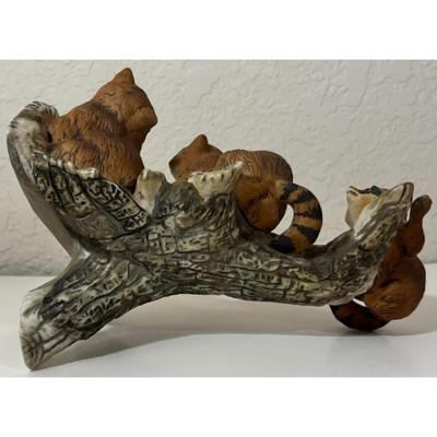 Vintage Masterpiece By Homco Raccoons Ceramic Figurine Made In Mexico