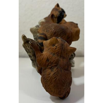 Vintage Masterpiece By Homco Raccoons Ceramic Figurine Made In Mexico