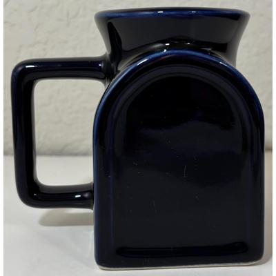 Solid Blue Ceramic Mail Mailbox Mug USPS Post Office Delivery Postal Service