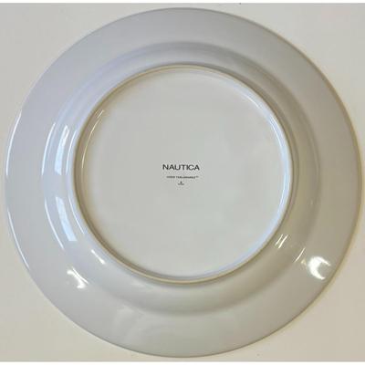 4 Vintage Nautica Tablewares Crew Deck Red Dinner Plates China Beige White