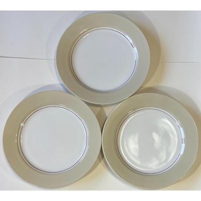 3 Vintage Nautica Tablewares Crew Deck Red Dinner Plates China Beige White