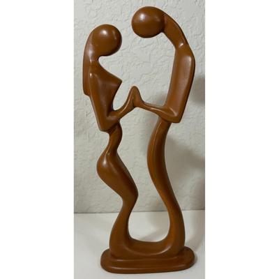 Hand Carved Sculpture Curvy Romantic Couple Holding Hands Curves Smooth