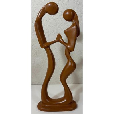 Hand Carved Sculpture Curvy Romantic Couple Holding Hands Curves Smooth