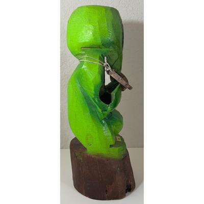 Vintage Hand Made Carved Painted Wood Bears R Us Alien Ruidoso New Mexico UFO