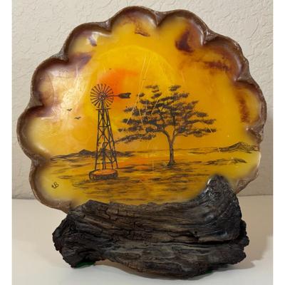 Vintage Virginia's Creations Candle Windmill Farm Fluvanna Texas Wood Branch