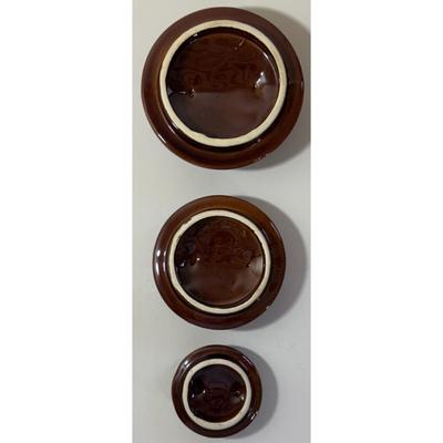 3 Vintage McCoy Brown Milk Can Canisters Jars Made In USA 331, 332, 333