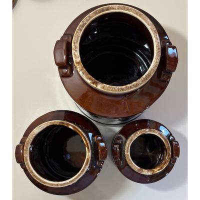 3 Vintage McCoy Brown Milk Can Canisters Jars Made In USA 331, 332, 333