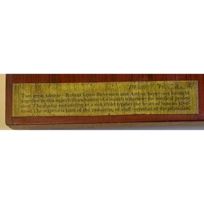 Vintage A Tribute To The Doctor Wood Plaque Robert Louis Stevenson Arthur Szyk