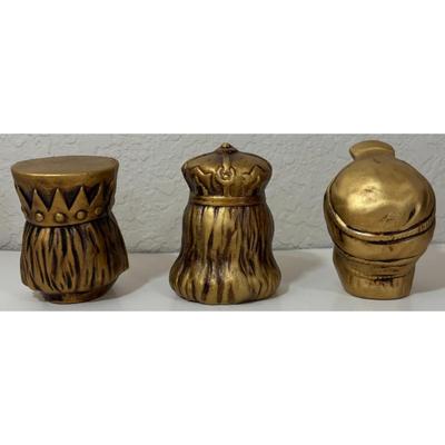 3 Pack of Vintage Dexter's Papier Mache King Heads Gold Royalty Prop Decor
