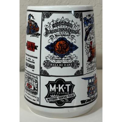 Vintage Train Railroad Mug Made In Japan Great Western Kansas Chicago Burlington