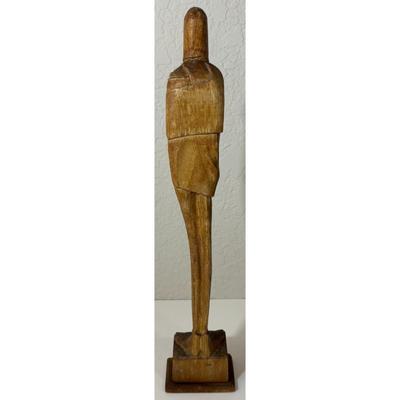 Vintage Wood Carved Statue Medieval Monk Made In Mexico Christian Religious