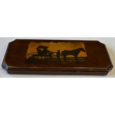 Vintage Wood Plaque Wall Decor Man Woman Horse Buggy Farm Rural Americana