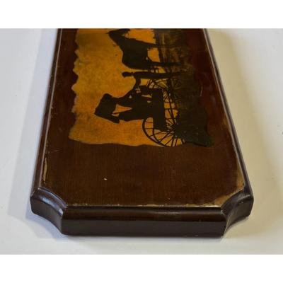 Vintage Wood Plaque Wall Decor Man Woman Horse Buggy Farm Rural Americana