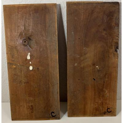 Vintage Pair Tall Chinese Wood Carving Panel Wall Decor Floral Birds Red Gold