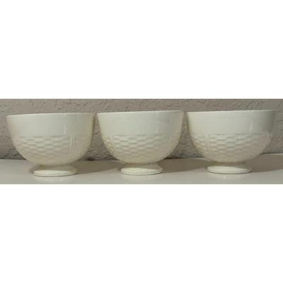 3 Wedgwood of Etruria & Barlaston Willow Weave Footed Teacups Made In England