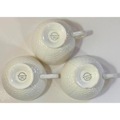 3 Wedgwood of Etruria & Barlaston Willow Weave Footed Teacups Made In England
