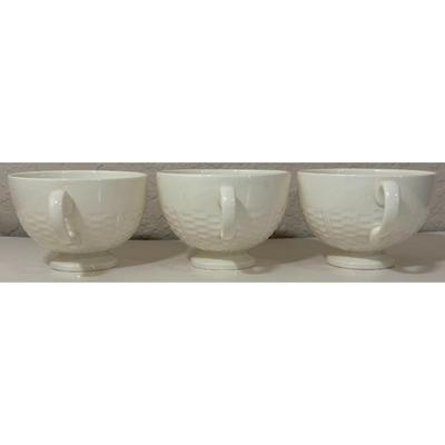 3 Wedgwood of Etruria & Barlaston Willow Weave Footed Teacups Made In England