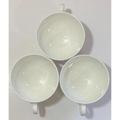 3 Wedgwood of Etruria & Barlaston Willow Weave Footed Teacups Made In England